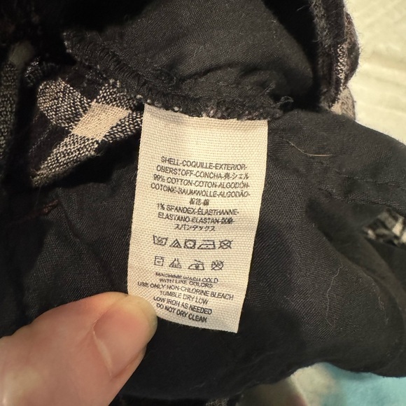 Free People Linen Look Cotton Mid Rise Straight Slim Leg Trouser Pant Plaid - Picture 9 of 9